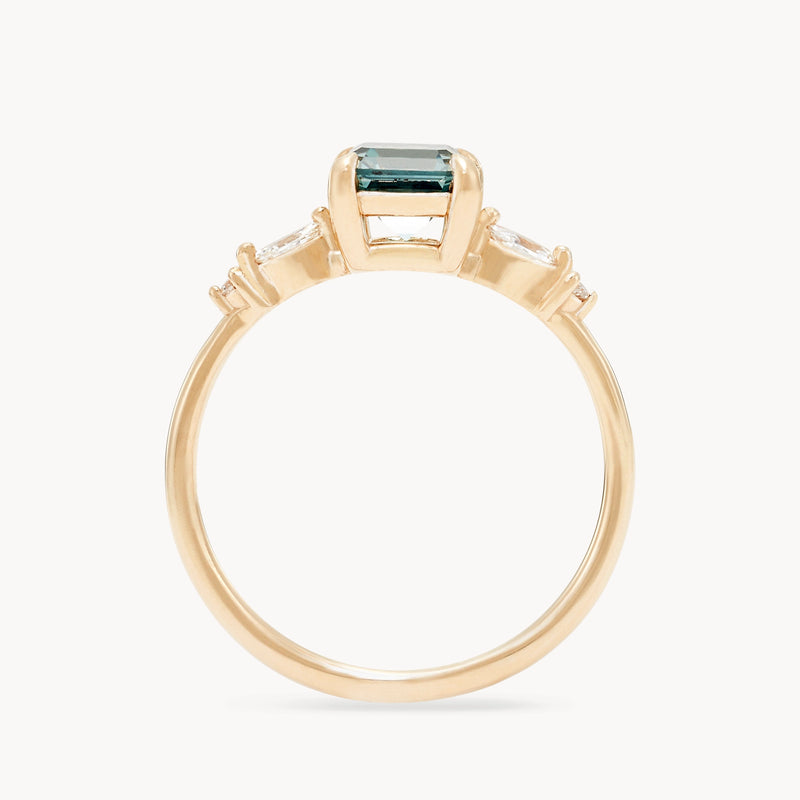 right swipe, right life one-of-a-kind ring - 14k yellow gold, cushion cut sapphire, brilliant diamonds