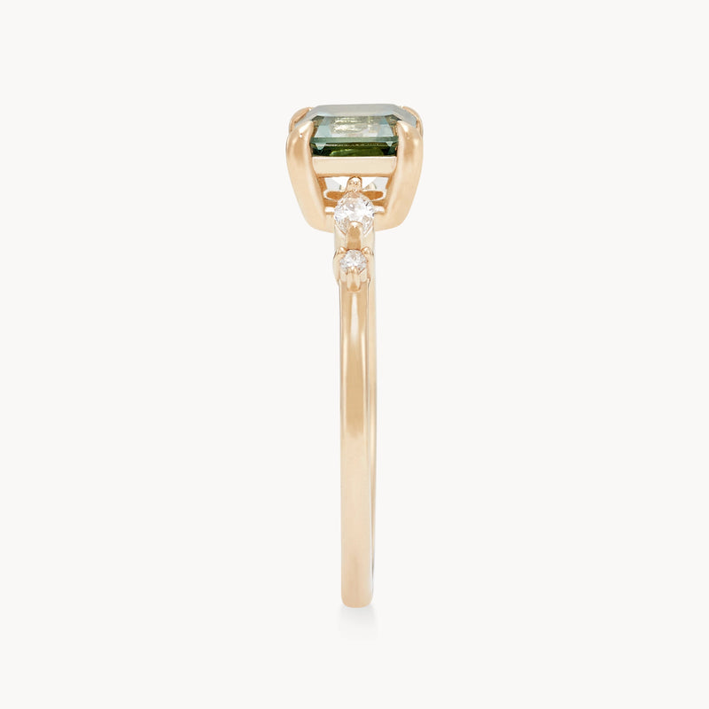 right swipe, right life one-of-a-kind ring - 14k yellow gold, cushion cut sapphire, brilliant diamonds