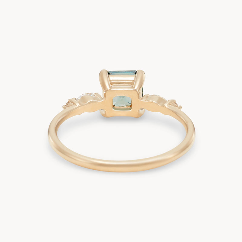 right swipe, right life one-of-a-kind ring - 14k yellow gold, cushion cut sapphire, brilliant diamonds