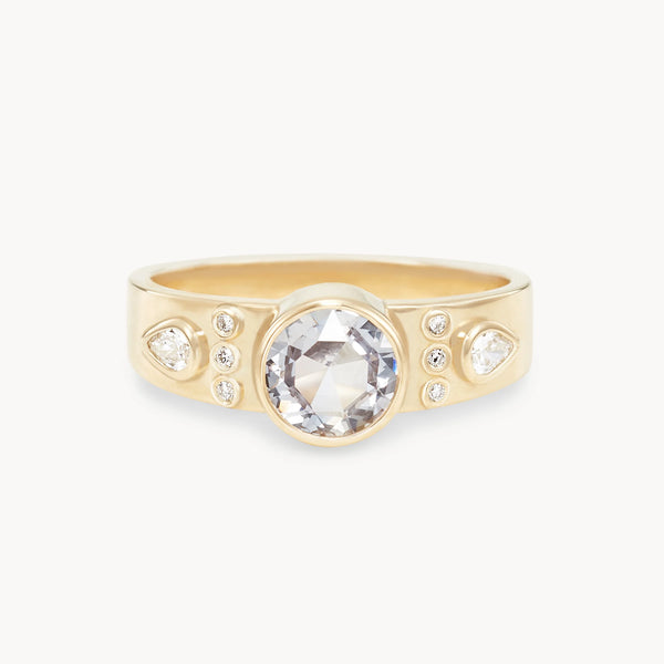 forestlight kiss one-of-a-kind ring - 14k yellow gold, round sapphire