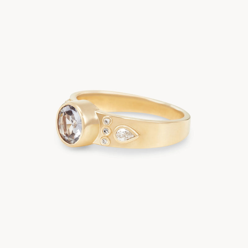 forestlight kiss one-of-a-kind ring - 14k yellow gold, round sapphire