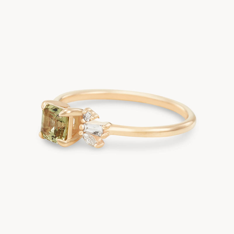 enchanted grove one-of-a-kind ring - 14k yellow gold, asscher cut sapphire
