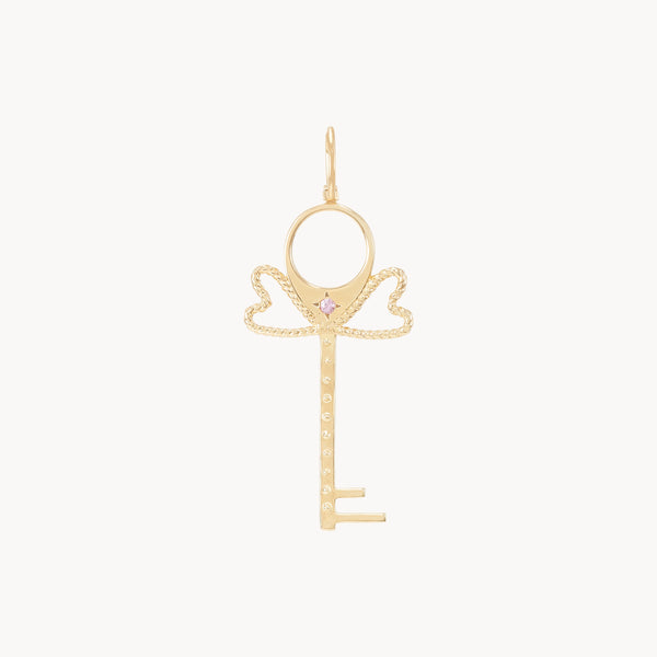 key to my heart charm - 10k yellow gold, sapphire, diamond