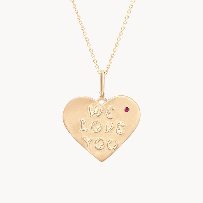 ménage à trois small heart charm - 10k yellow gold, ruby