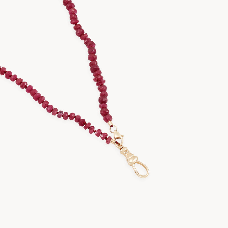 ruby beaded mood necklace - 10k yellow gold, ruby gemstones