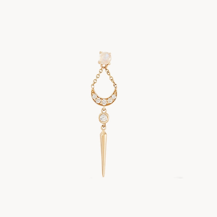 sacred geometry moonstone earring - 14k yellow gold