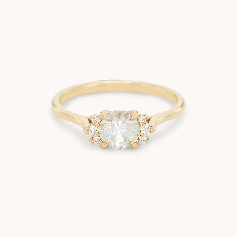 sacred grove one-of-a-kind ring - 14k yellow gold round sapphire, diamonds