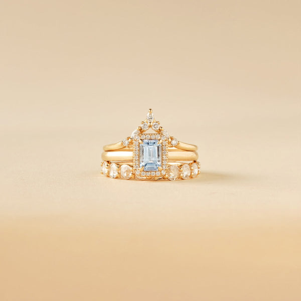 seen you before one-of-a-kind ring - 14k yellow gold, emerald cut sapphire, diamonds