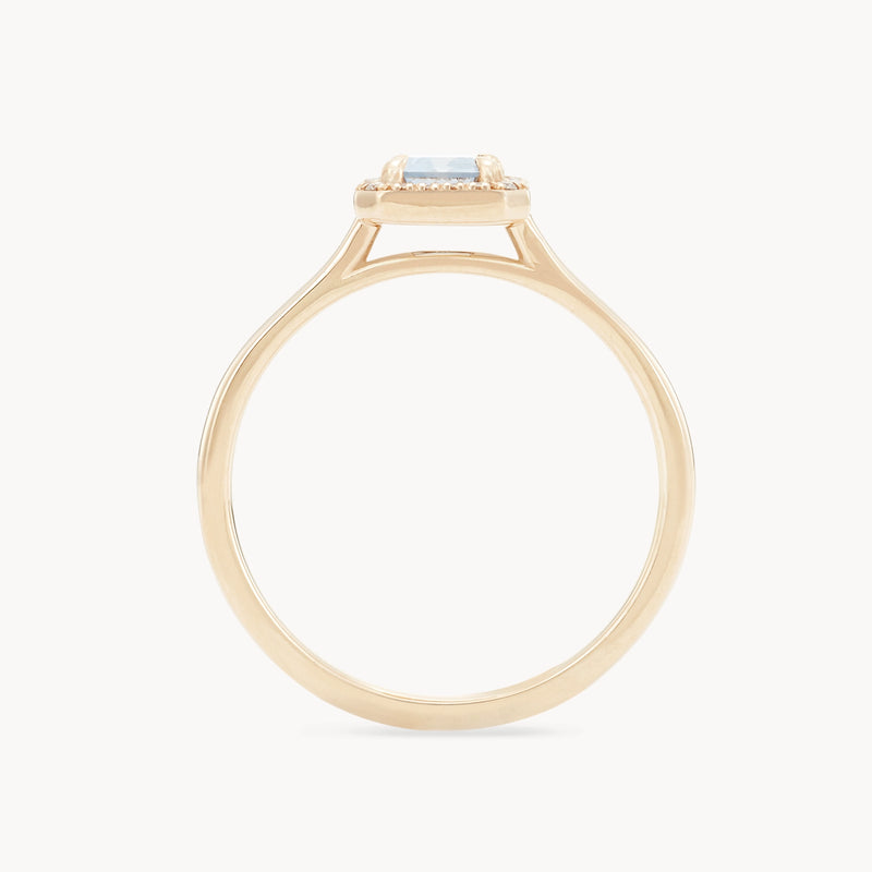 seen you before one-of-a-kind ring - 14k yellow gold, emerald cut sapphire, diamonds