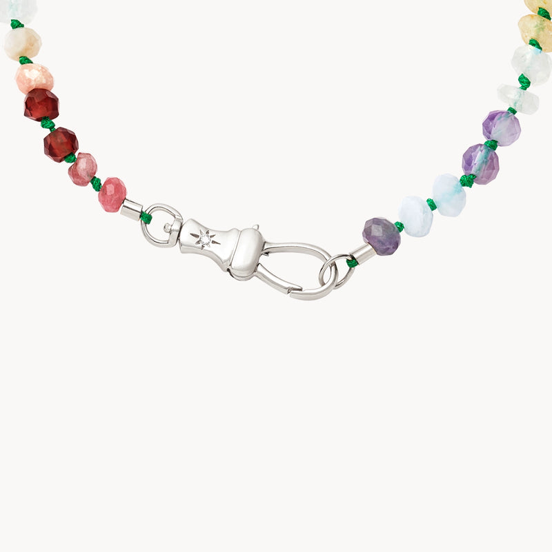 rainbow multicoloured beaded mood bracelet - sterling silver, brilliant diamonds