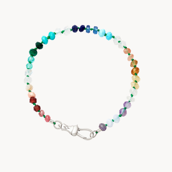 rainbow multicoloured beaded mood bracelet - sterling silver, brilliant diamonds