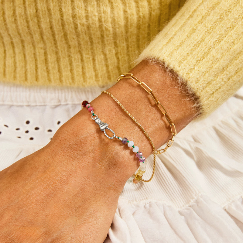 rainbow multicoloured beaded mood bracelet - sterling silver, brilliant diamonds