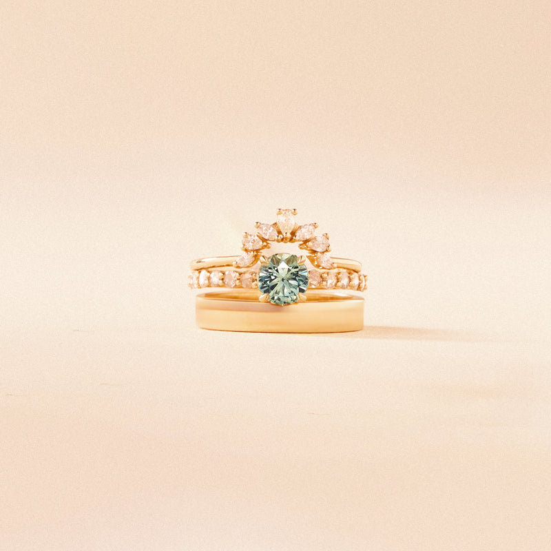 sirens vow one-of-a-kind ring - 14k yellow gold, round sapphire, diamond
