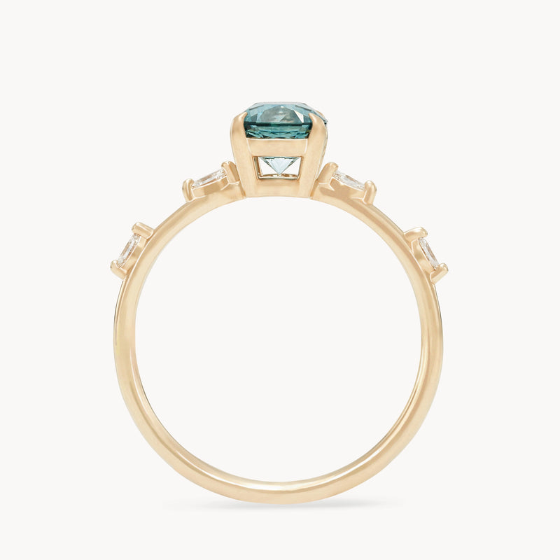 sky between us one-of-a-kind ring - 14k yellow gold, oval sapphire, diamonds