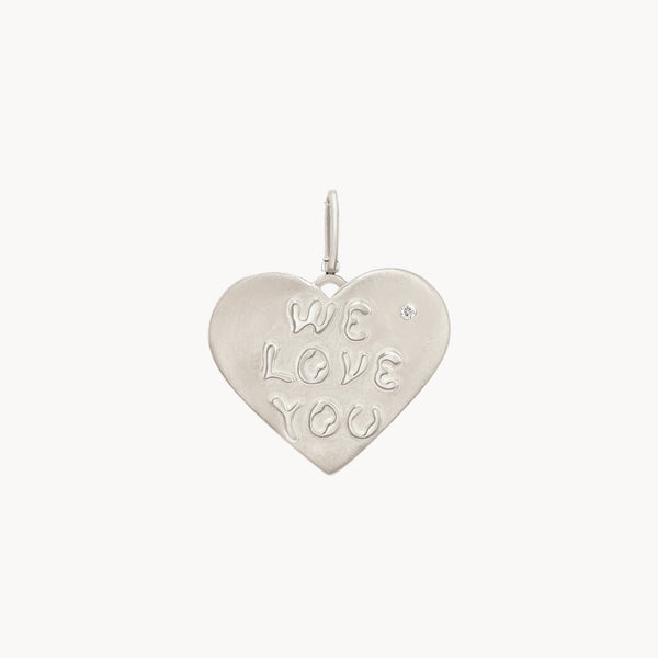 ménage à trois small heart charm - sterling silver, brilliant diamond