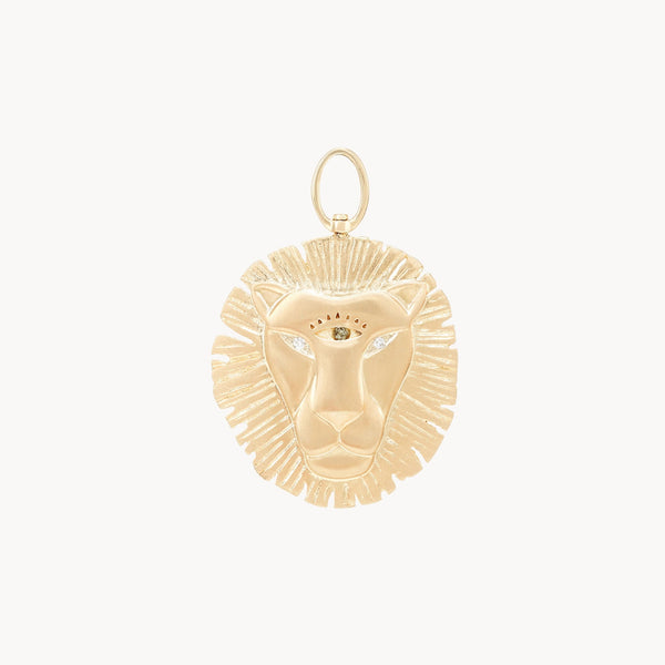 lioness light charm - 10k yellow gold, brilliant diamond, sapphire