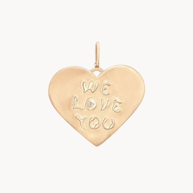 ménage à trois reversible heart charm - 10k yellow gold, brilliant diamond, engravable