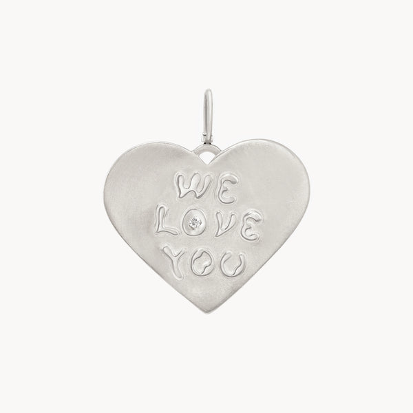 ménage à trois reversible heart charm - sterling silver, brilliant diamond