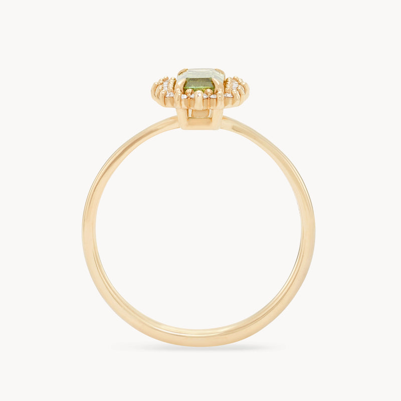 stardust whispers one-of-a-kind ring - 14k yellow gold, emerald cut sapphire, diamonds