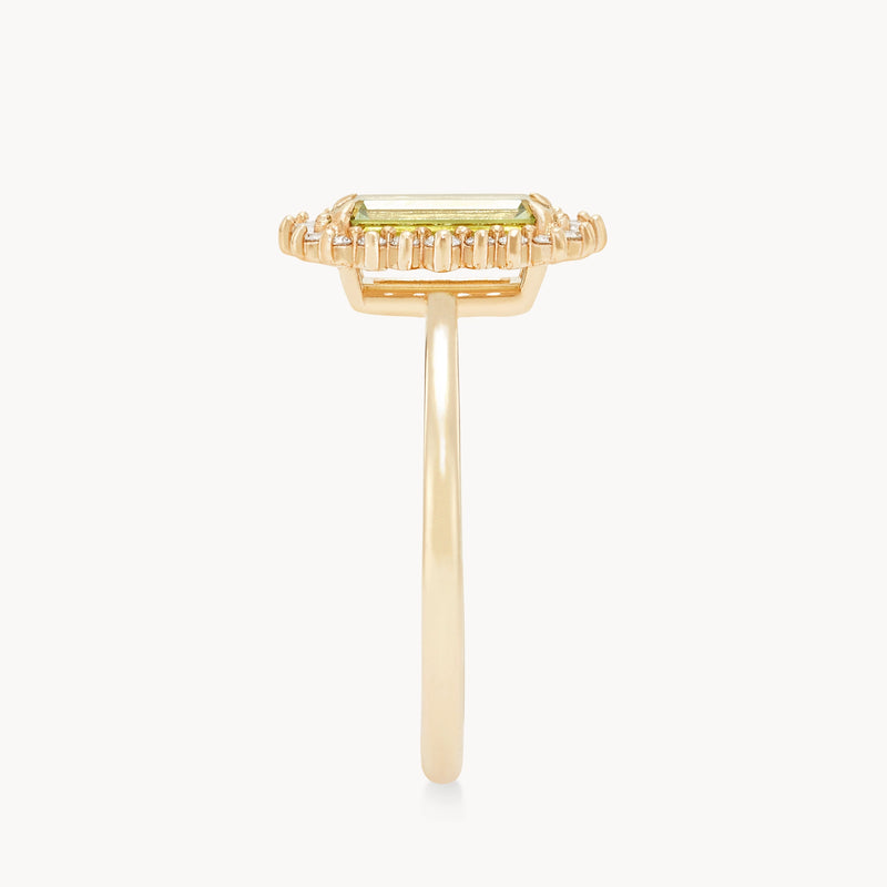 stardust whispers one-of-a-kind ring - 14k yellow gold, emerald cut sapphire, diamonds
