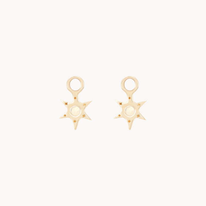 sunspire opal earring charm - 10k yellow gold, opal, sapphire gemstones