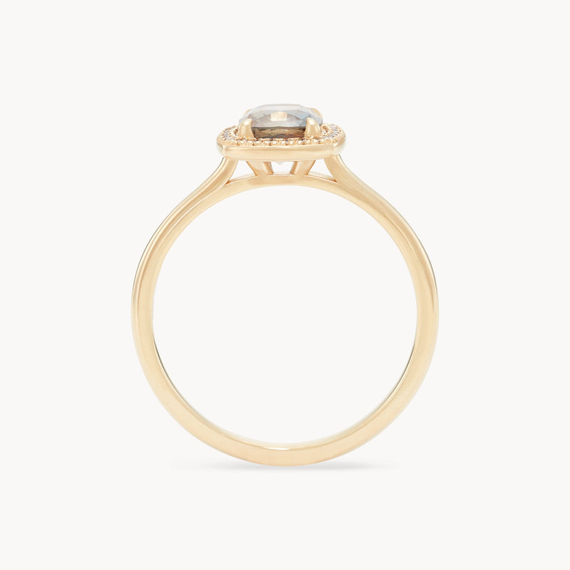 stars collide one-of-a-kind ring  - 14k yellow gold, cushion cut sapphire, diamonds