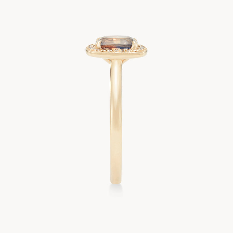 stars collide one-of-a-kind ring  - 14k yellow gold, cushion cut sapphire, diamonds