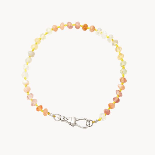 sunset multicolour beaded mood bracelet - sterling silver, gemstones, brilliant diamonds