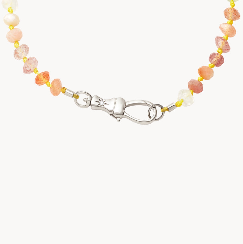sunset multicolour beaded mood bracelet - sterling silver, gemstones, brilliant diamonds