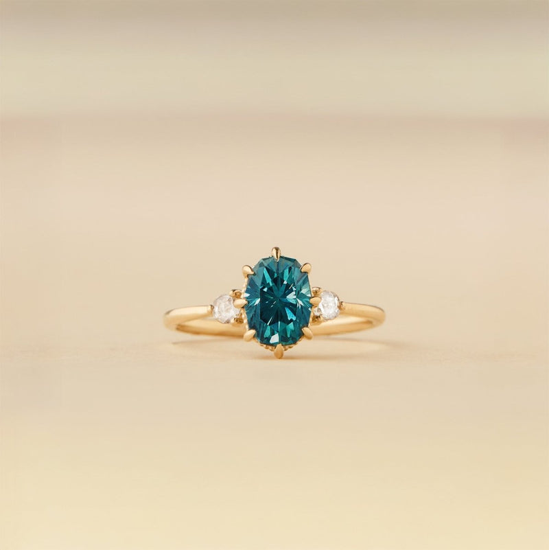 cosmic serendipity one-of-a-kind - 14k yellow gold, oval sapphire, diamonds