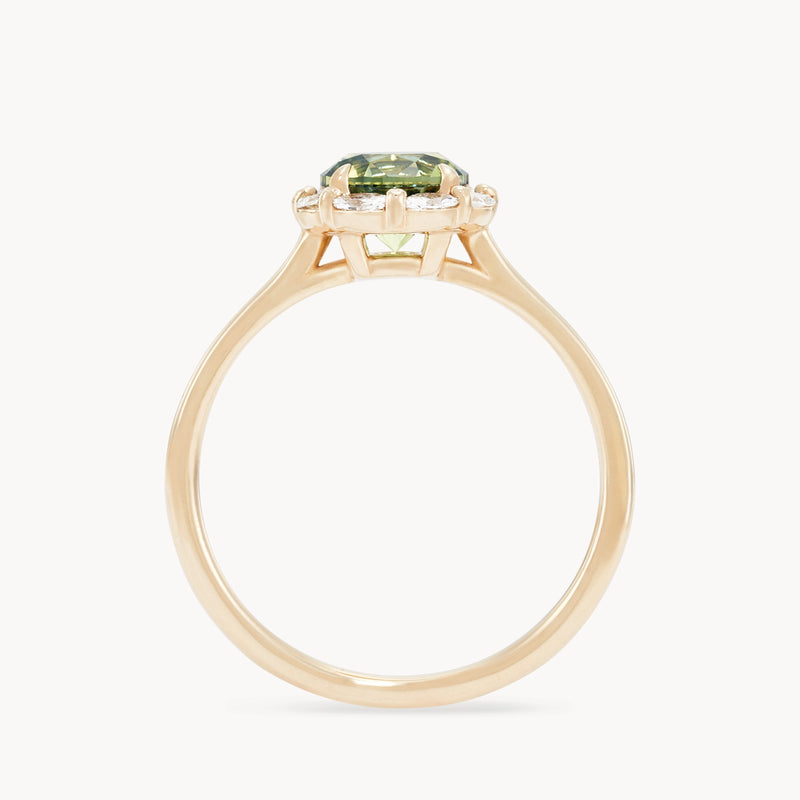 through every galaxy one-of-a-kind ring - 14k yellow gold, round Australia sapphire, with diamonds