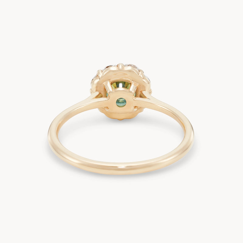 through every galaxy one-of-a-kind ring - 14k yellow gold, round Australia sapphire, with diamonds