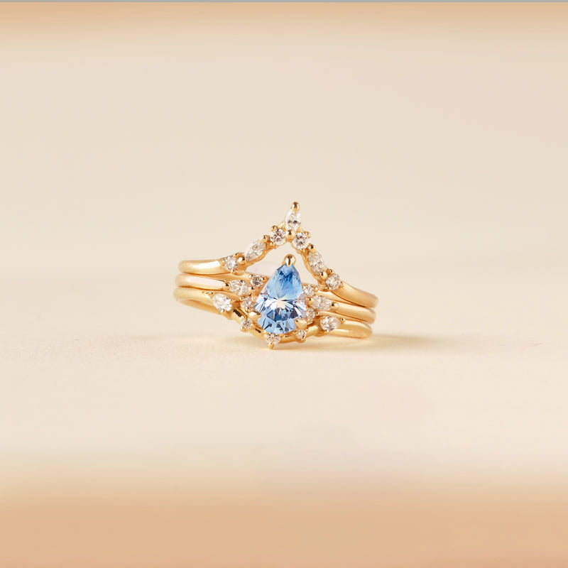 tidebound promise one-of-a-kind ring - 14k yellow gold, pear sapphire, diamonds