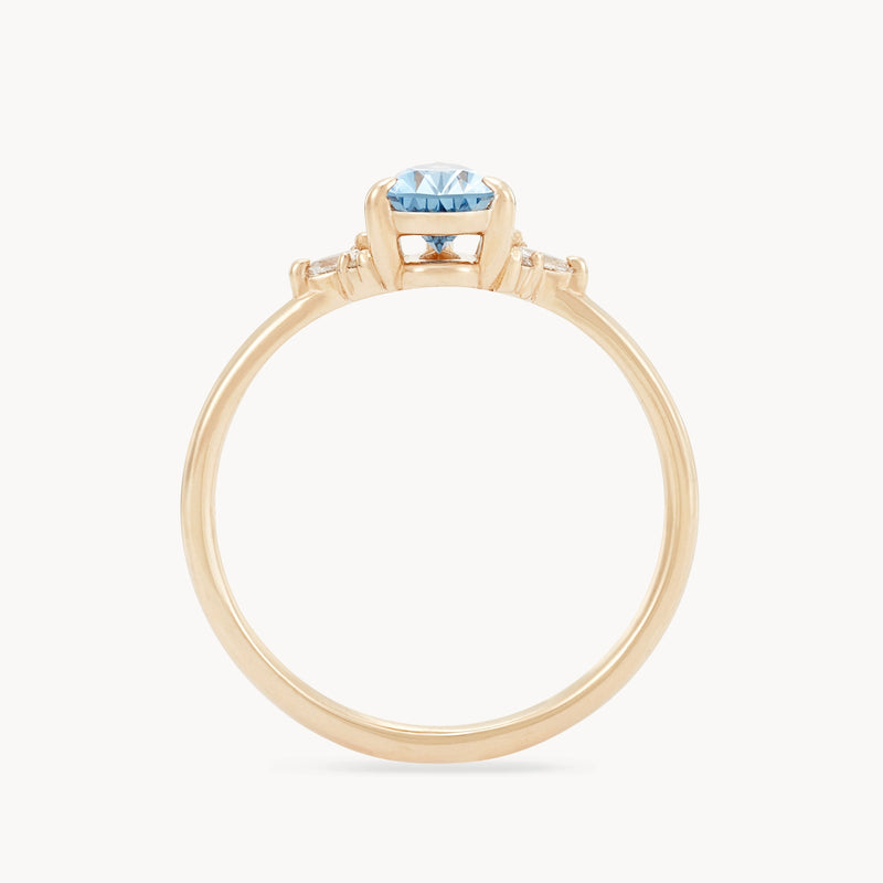 tidebound promise one-of-a-kind ring - 14k yellow gold, pear sapphire, diamonds