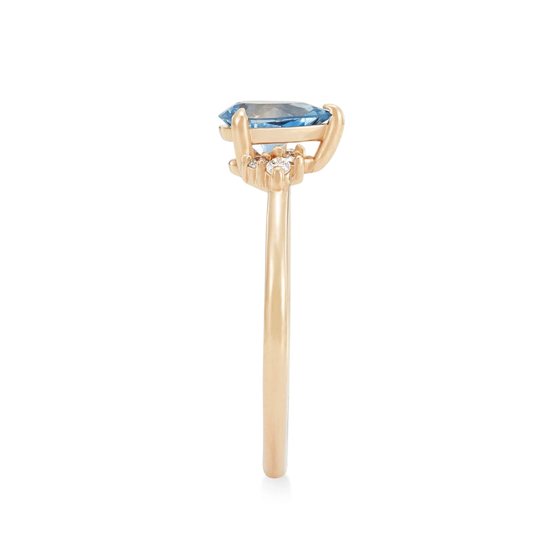 tidebound promise one-of-a-kind ring - 14k yellow gold, pear sapphire, diamonds