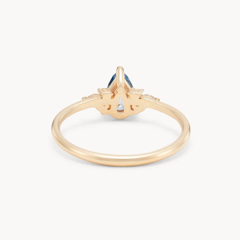 tidebound promise one-of-a-kind ring - 14k yellow gold, pear sapphire, diamonds