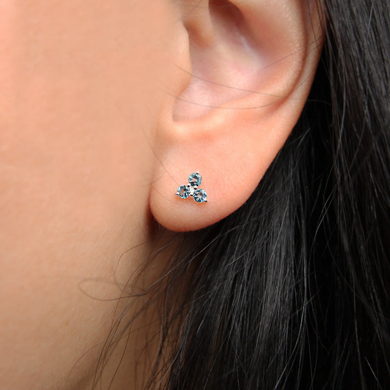 abacus tripod blue topaz earring - sterling silver