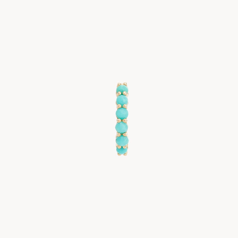 shine on turquoise huggie hoop - 14k yellow gold, turquoise gemstone