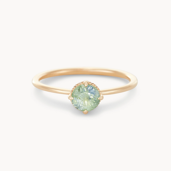 constant companion one-of-a-kind ring - 14k yellow gold, round green sapphire