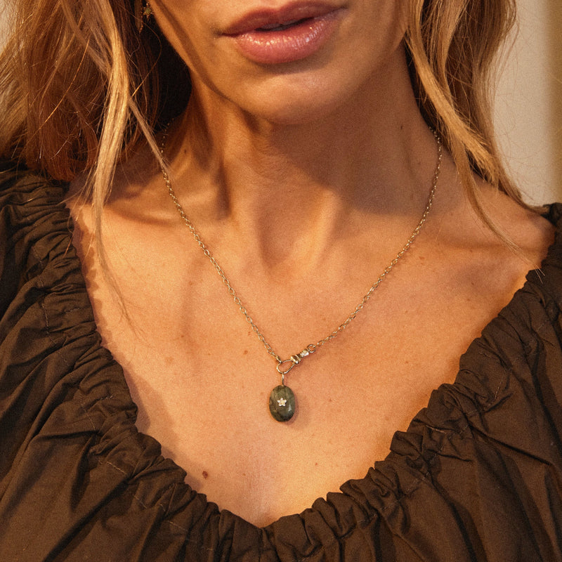 emerald bloom MILF necklace - 10k yellow gold, emerald gemstone, diamonds