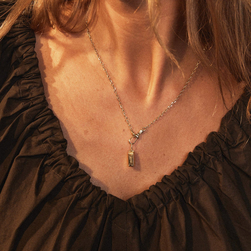 milf mama carton charm - 10k yellow gold, mother of pearl, diamonds