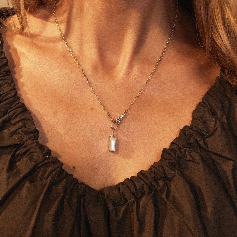 milf mama carton charm - 10k yellow gold, mother of pearl, diamonds
