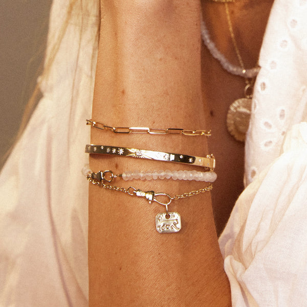 moonstone beaded mood bracelet - 10k yellow gold, natural moonstone, brilliant diamonds