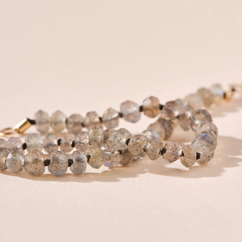 labradorite beaded mood bracelet - 10k yellow gold, natural labradorite, brilliant diamonds