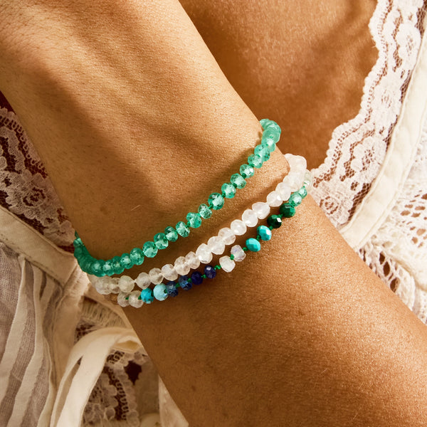 rainbow multicoloured beaded mood bracelet - sterling silver, brilliant diamonds