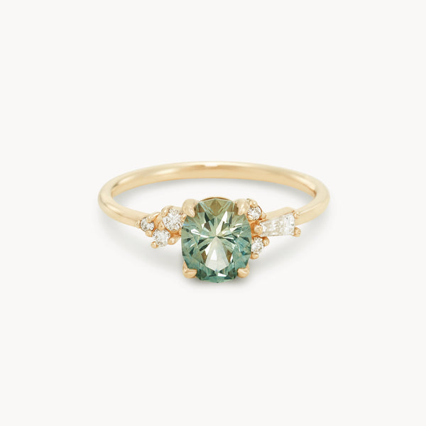 wild bloom one-of-a-kind ring - 14k yellow gold, oval sapphire, diamonds