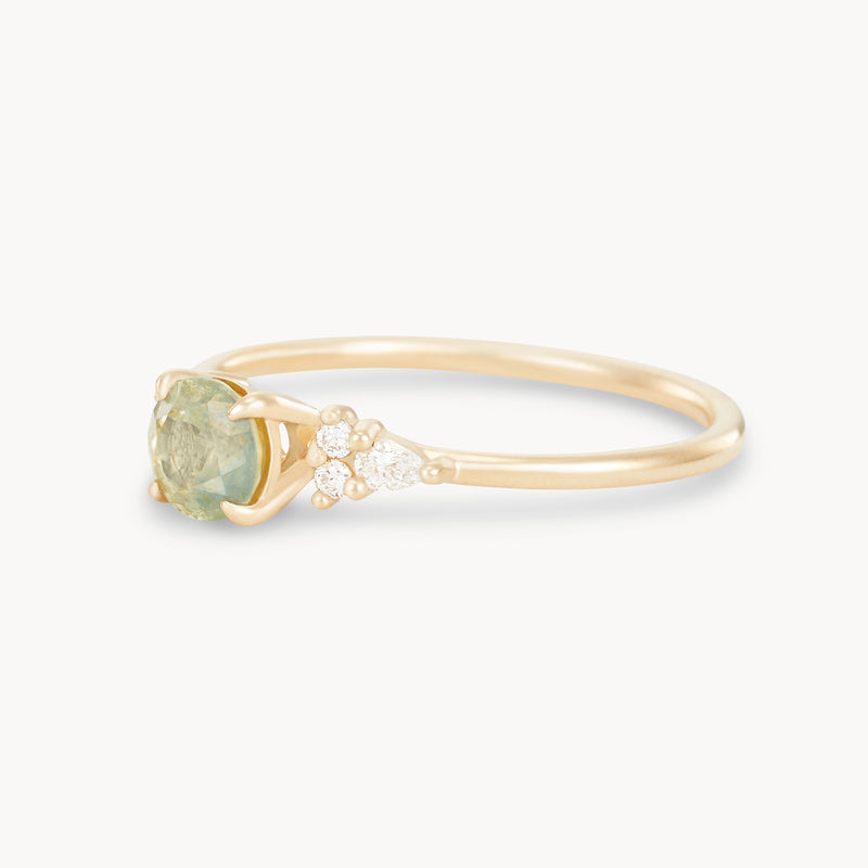 wild harmony one-of-a-kind ring - 14k yellow gold, round green sapphire