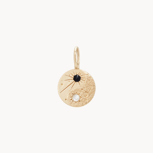 yin yang charm - 10k yellow gold, black and white diamonds