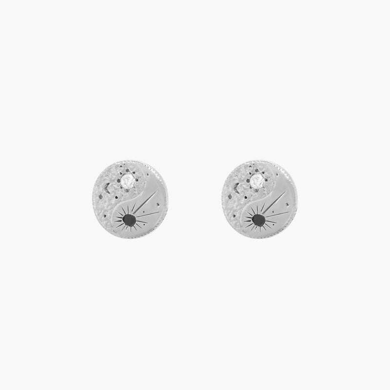 the balance within yin yang earring - sterling silver, black spinel and moonstone