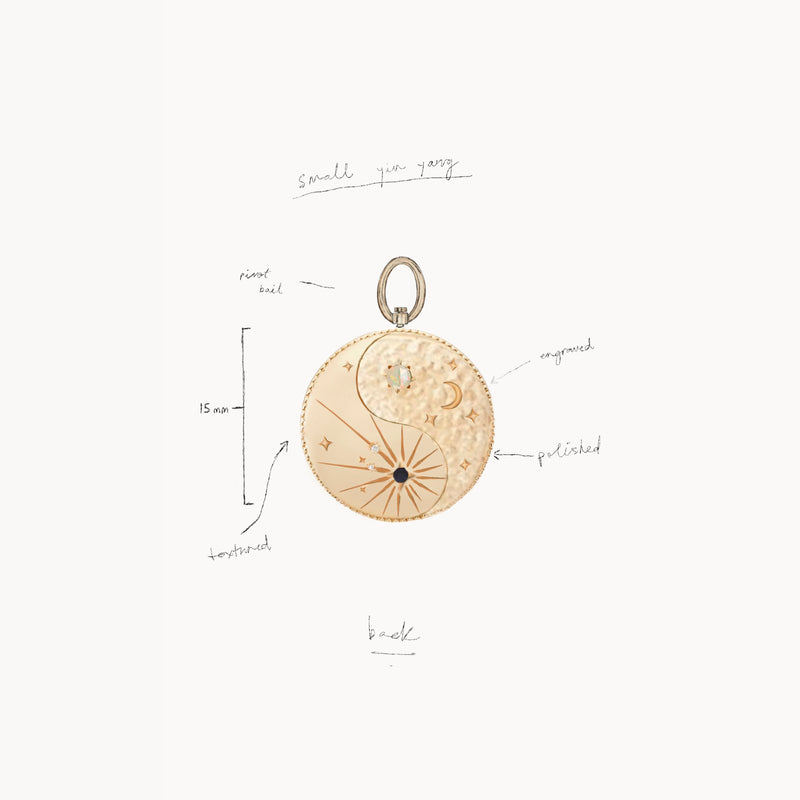 yin yang charm - 10k yellow gold, black and white diamonds